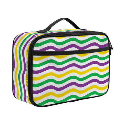 Mardi Gras Wave Pattern Print Portable Lunch Bag