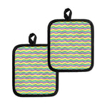 Mardi Gras Wave Pattern Print Pot Holders