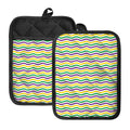 Mardi Gras Wave Pattern Print Pot Holders With Pocket
