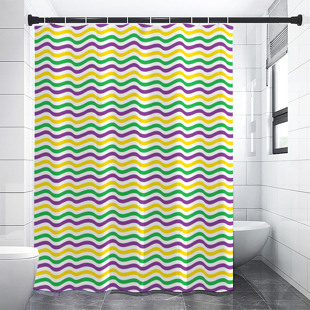 Mardi Gras Wave Pattern Print Premium Shower Curtain