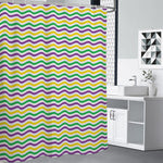 Mardi Gras Wave Pattern Print Premium Shower Curtain