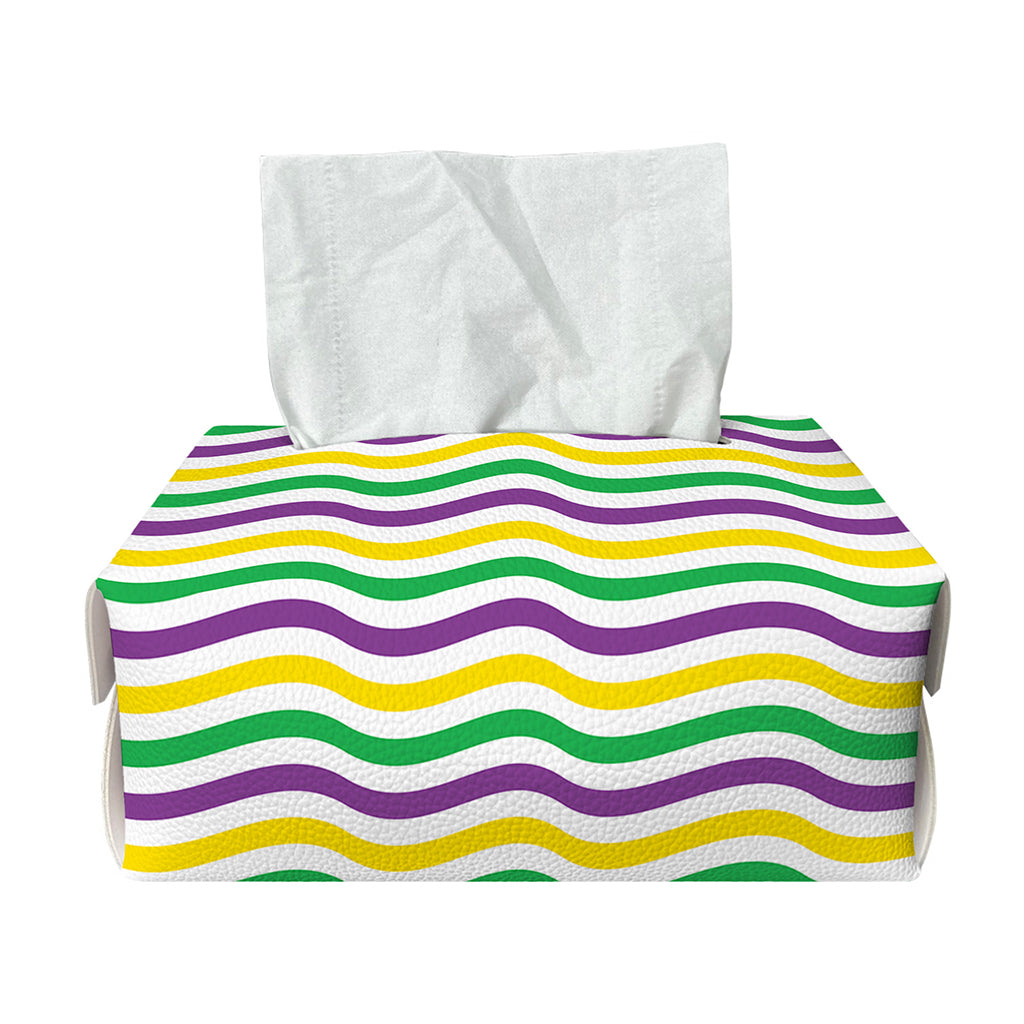 Mardi Gras Wave Pattern Print Rectangle Tissue Box Cover