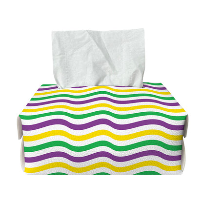 Mardi Gras Wave Pattern Print Rectangle Tissue Box Cover