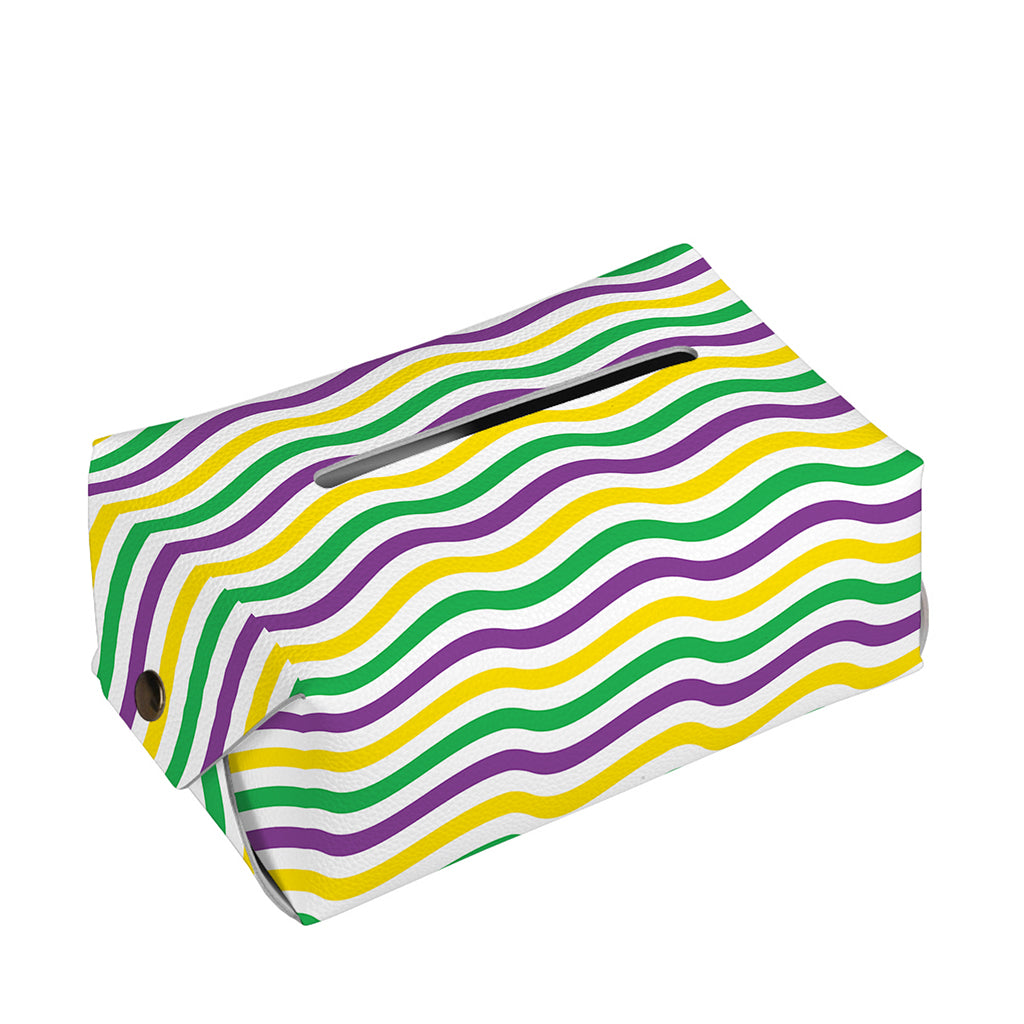 Mardi Gras Wave Pattern Print Rectangle Tissue Box Cover