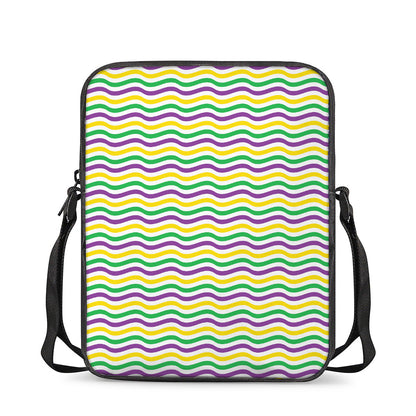Mardi Gras Wave Pattern Print Rectangular Crossbody Bag