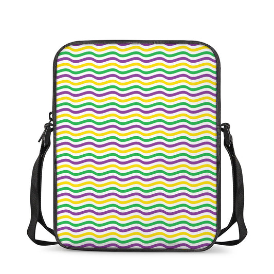 Mardi Gras Wave Pattern Print Rectangular Crossbody Bag