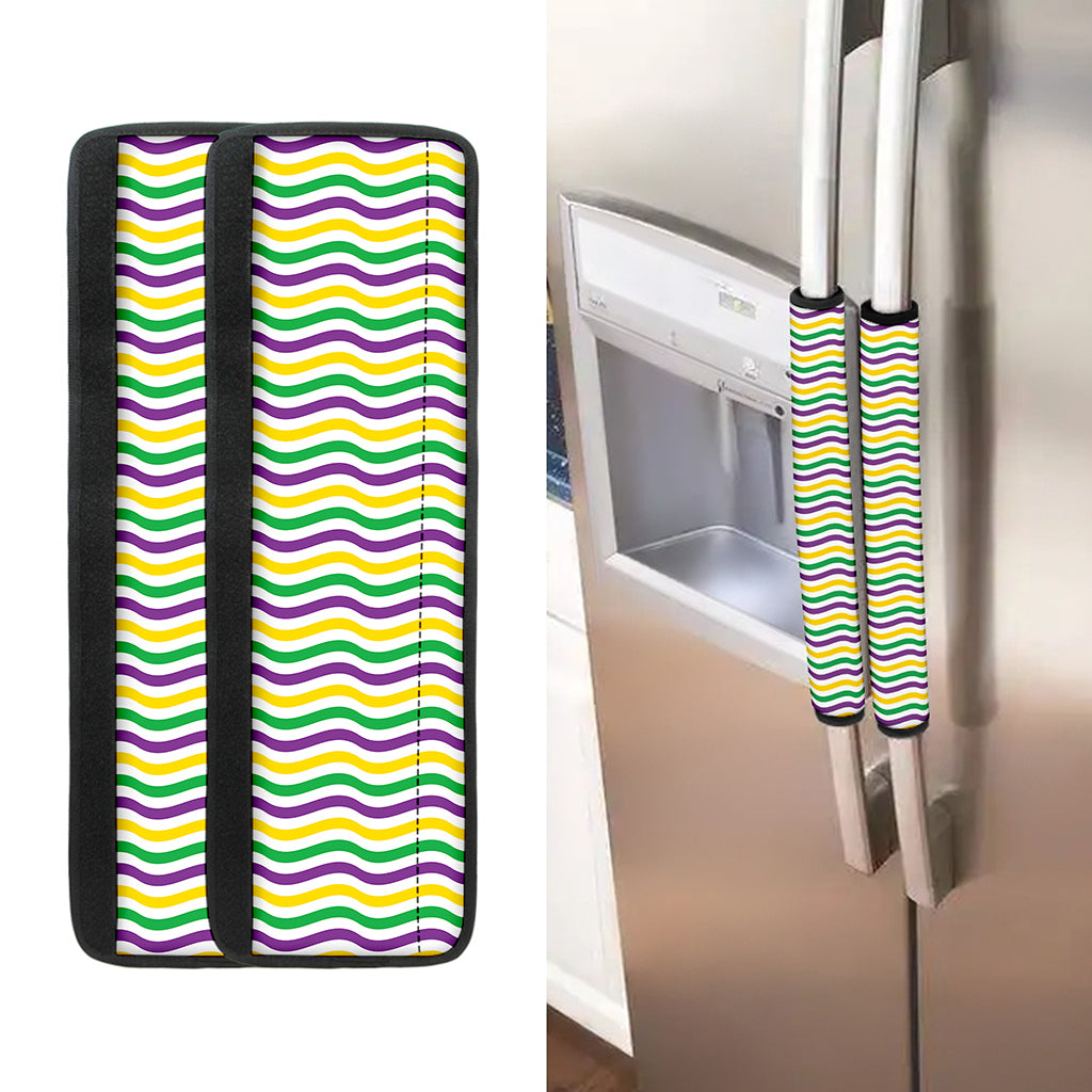 Mardi Gras Wave Pattern Print Refrigerator Handle Covers