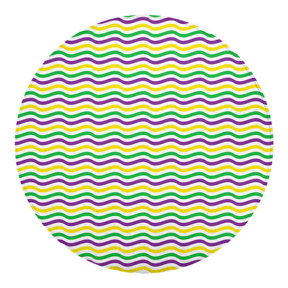 Mardi Gras Wave Pattern Print Round Blanket