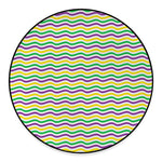 Mardi Gras Wave Pattern Print Round Floor Mat