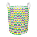 Mardi Gras Wave Pattern Print Round Laundry Basket