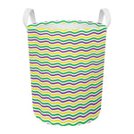 Mardi Gras Wave Pattern Print Round Laundry Basket