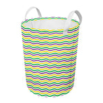 Mardi Gras Wave Pattern Print Round Laundry Basket