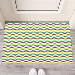 Mardi Gras Wave Pattern Print Rubber Doormat