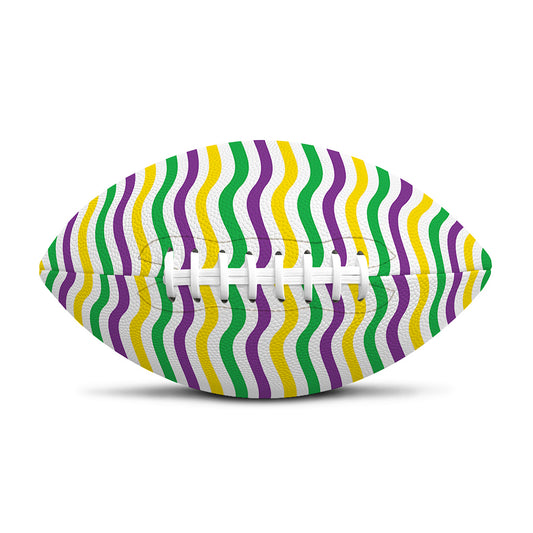 Mardi Gras Wave Pattern Print Rugby Ball