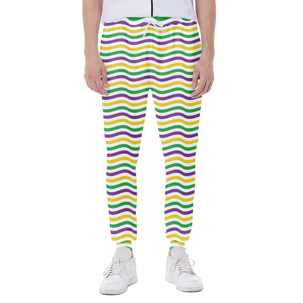 Mardi Gras Wave Pattern Print Scuba Joggers