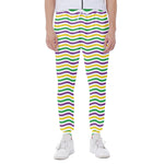 Mardi Gras Wave Pattern Print Scuba Joggers