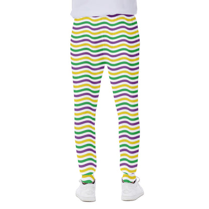 Mardi Gras Wave Pattern Print Scuba Joggers