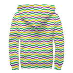Mardi Gras Wave Pattern Print Sherpa Lined Zip Up Hoodie