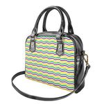 Mardi Gras Wave Pattern Print Shoulder Handbag