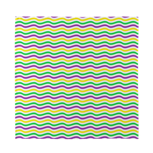 Mardi Gras Wave Pattern Print Silk Bandana