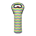 Mardi Gras Wave Pattern Print Single Neoprene Wine Tote