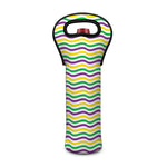 Mardi Gras Wave Pattern Print Single Neoprene Wine Tote