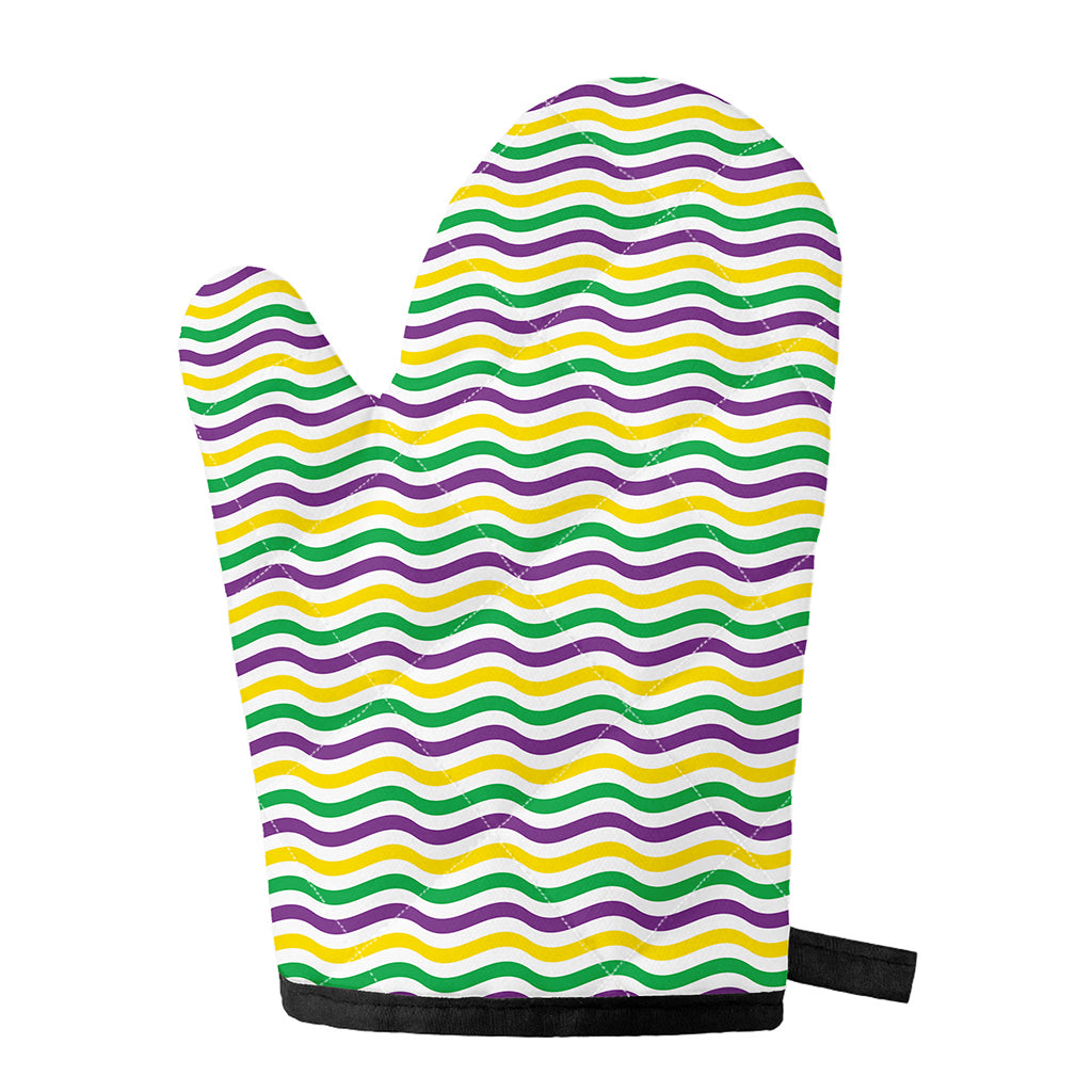 Mardi Gras Wave Pattern Print Single Oven Mitt