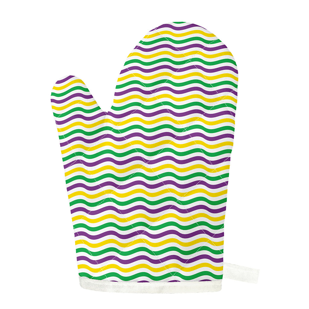 Mardi Gras Wave Pattern Print Single Oven Mitt