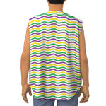 Mardi Gras Wave Pattern Print Sleeveless Baseball Jersey