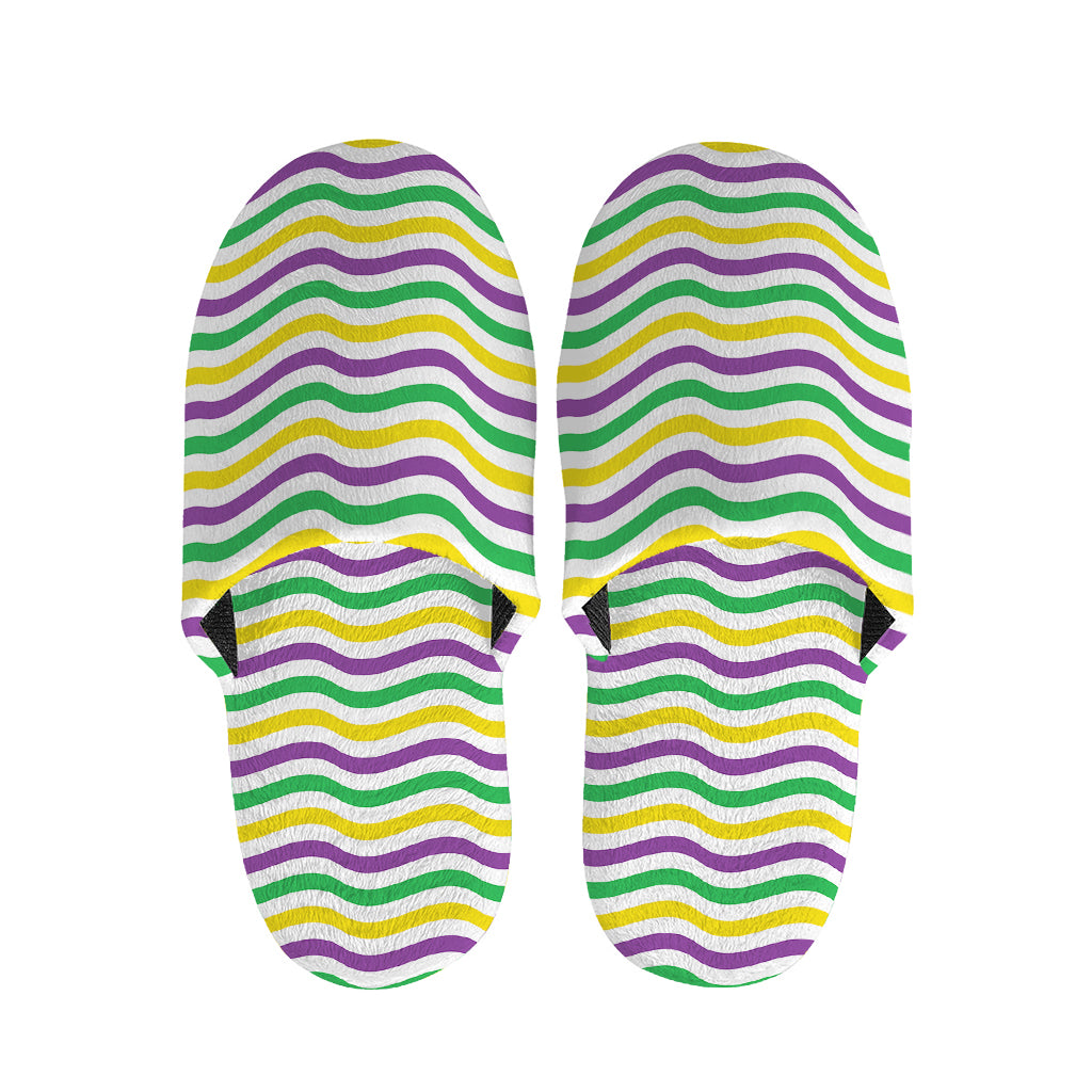 Mardi Gras Wave Pattern Print Slippers