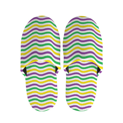 Mardi Gras Wave Pattern Print Slippers