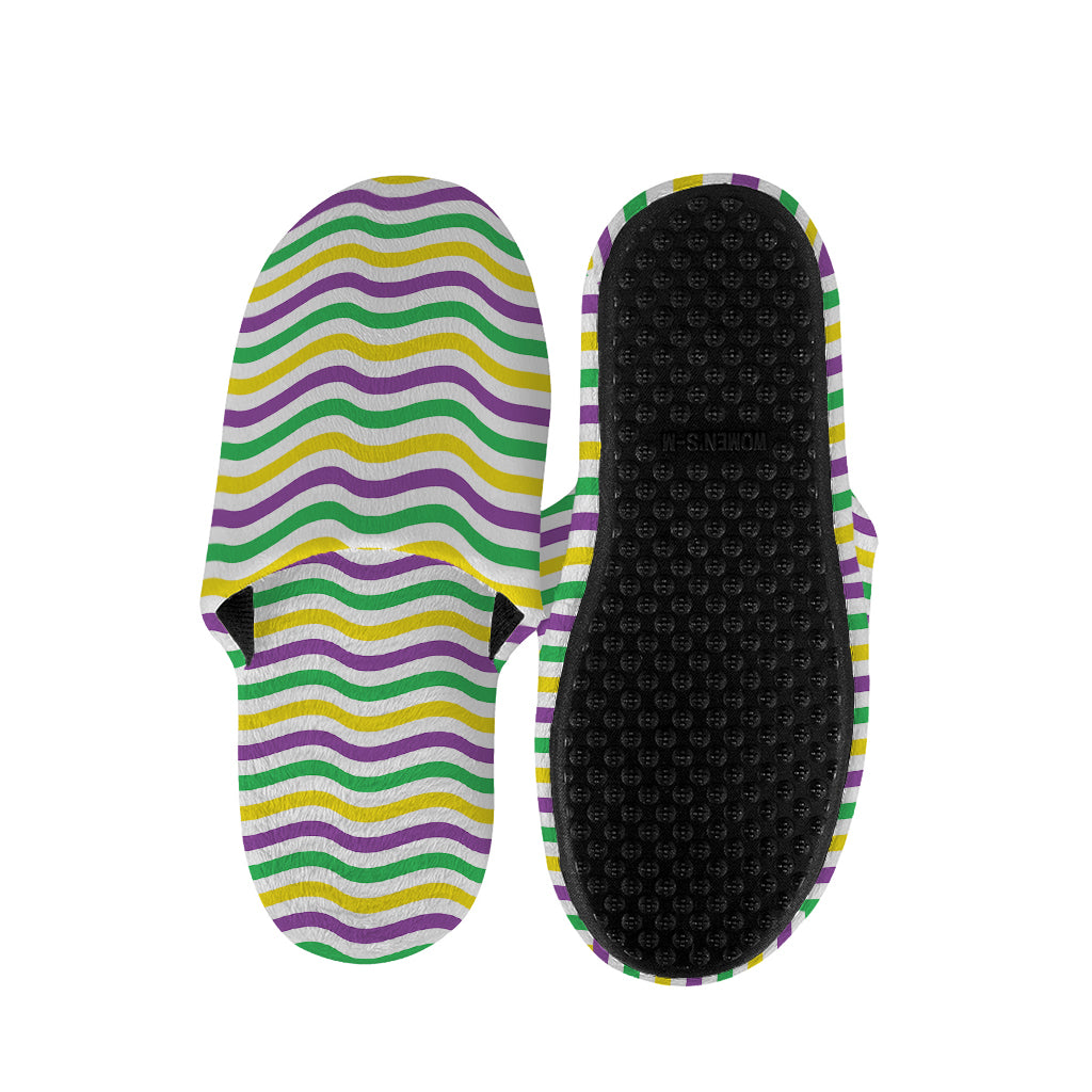 Mardi Gras Wave Pattern Print Slippers
