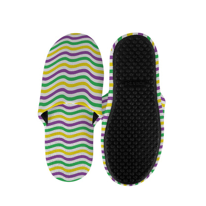 Mardi Gras Wave Pattern Print Slippers