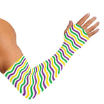 Mardi Gras Wave Pattern Print Sun Protection Arm Sleeves