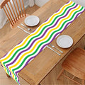Mardi Gras Wave Pattern Print Table Runner