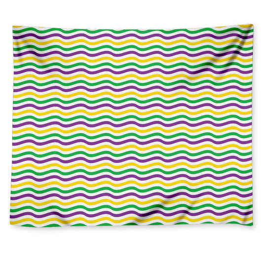 Mardi Gras Wave Pattern Print Tapestry