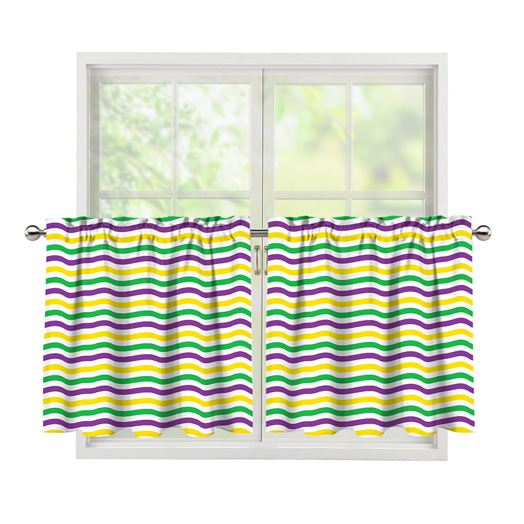 Mardi Gras Wave Pattern Print Tier Curtains