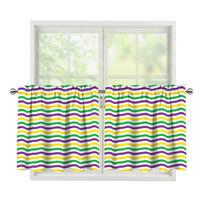 Mardi Gras Wave Pattern Print Tier Curtains