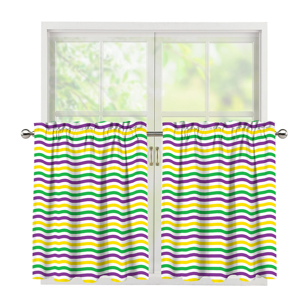 Mardi Gras Wave Pattern Print Tier Curtains