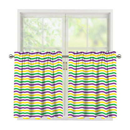 Mardi Gras Wave Pattern Print Tier Curtains