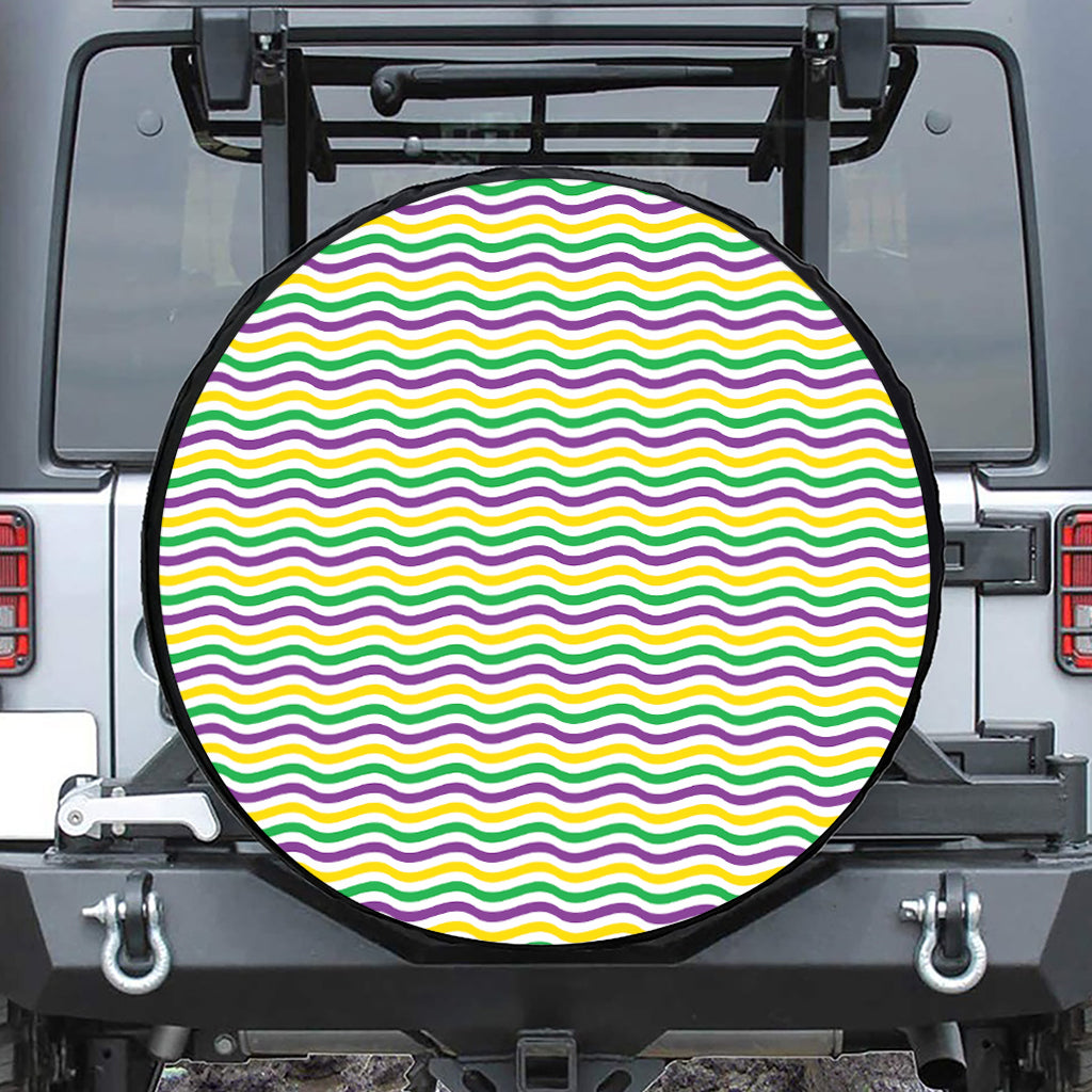 Mardi Gras Wave Pattern Print Tire Cover