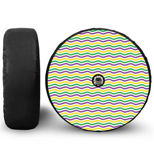 Mardi Gras Wave Pattern Print Tire Cover With Camera Hole