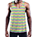 Mardi Gras Wave Pattern Print Men's Workout Tank Top