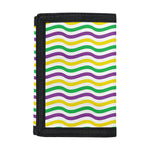 Mardi Gras Wave Pattern Print Trifold Wallet