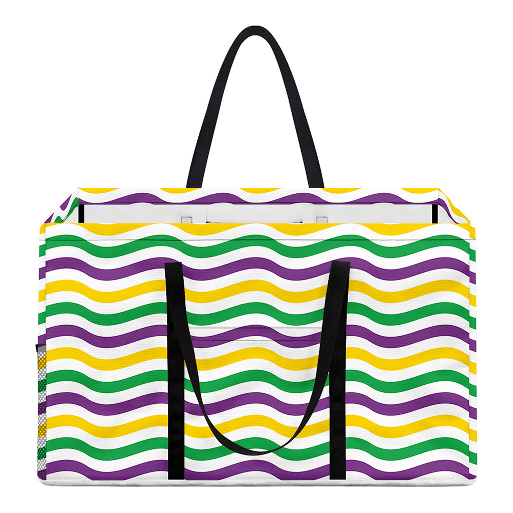 Mardi Gras Wave Pattern Print Utility Tote Bag