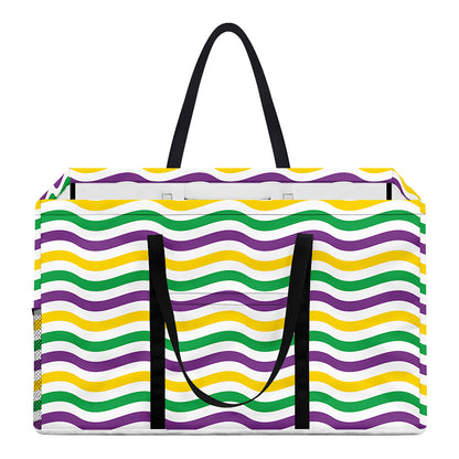 Mardi Gras Wave Pattern Print Utility Tote Bag