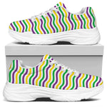 Mardi Gras Wave Pattern Print White Chunky Shoes
