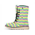Mardi Gras Wave Pattern Print Winter Boots