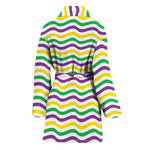 Mardi Gras Wave Pattern Print Women's Bathrobe