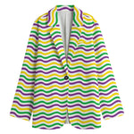 Mardi Gras Wave Pattern Print Women's Cotton Blazer
